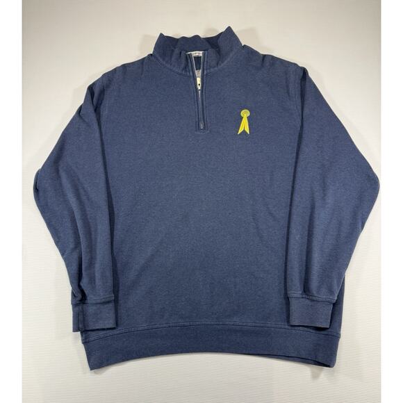 Peter Millar Quarter Zip Pullover Blue Cotton Blend Logo Embroidery Men’s - Picture 2 of 9